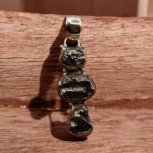 Artisan Made Brutalist Sterling Silver 925 Campo Del Cielo Meteorite Pendant